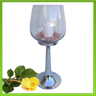 45cm Silver base & Glass Bowl Vase
